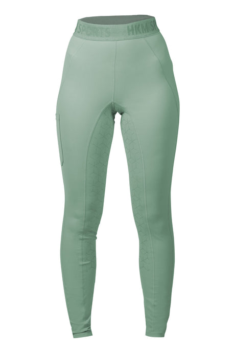 HKM Children's Silicone Full Seat Riding Leggings -Tabea- #colour_sage