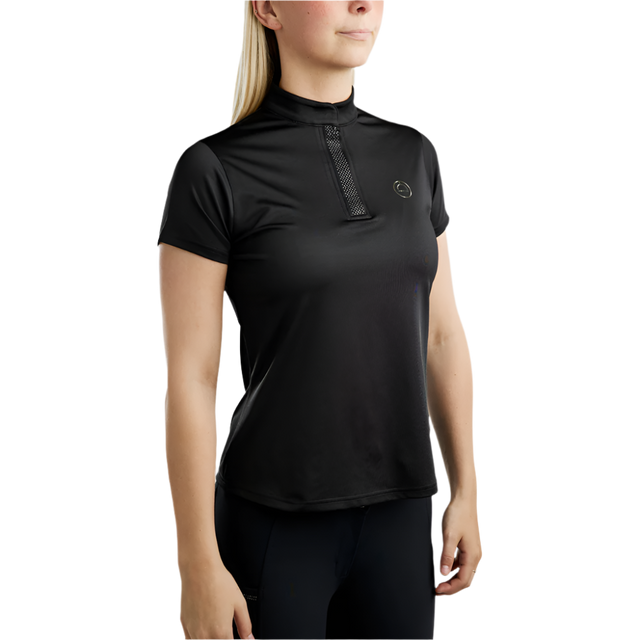 Montar MoBriella Short Sleeved Training Shirt with Gun Metal Crystals #colour_black