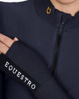 Women's long-sleeved training technical polo shirt - NAVY BLAZER