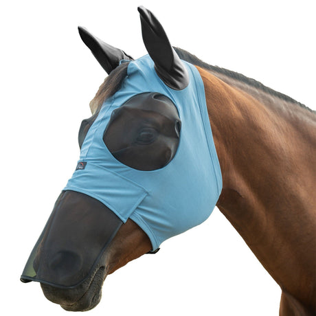 HKM Anti-Fly Mask -Elastic- with Nose #colour_smokey-blue