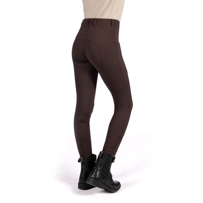 HKM Children's Silicone Full Seat Riding Leggings -Mia- #colour_dark-brown