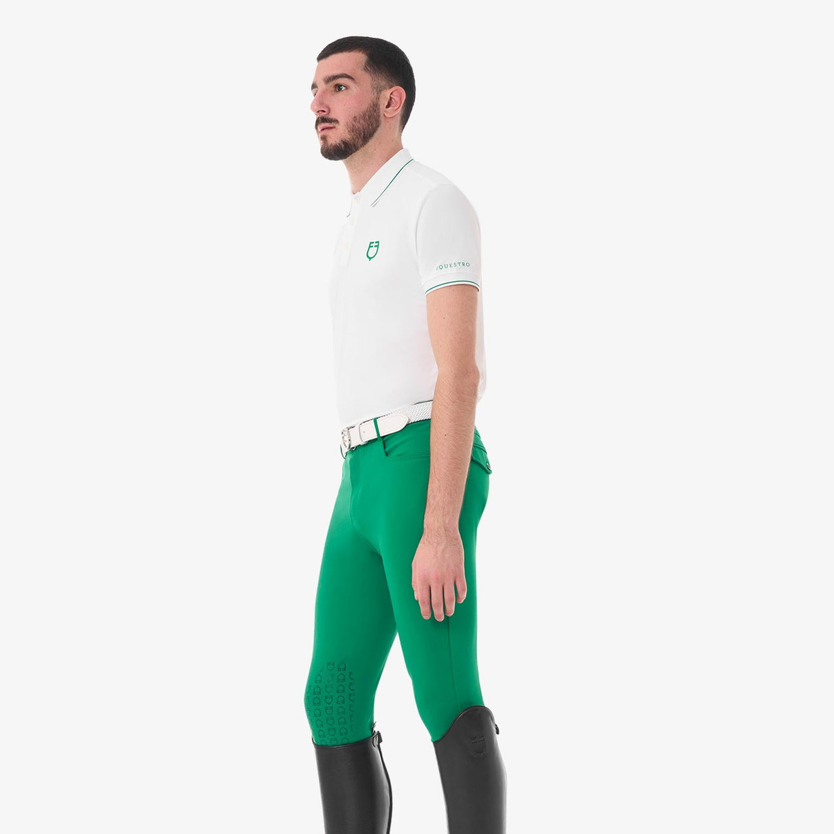 Equestro Men's Training Polo With Contrasting Details #colour_white