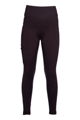 HKM Ladies Silicone Full Seat Riding Leggings -Rio- #colour_dark-brown