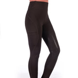 HKM Ladies Silicone Full Seat Riding Leggings -Rio- #colour_dark-brown