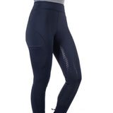 HKM Ladies Silicone Full Seat Riding Leggings -Rio- #colour_deep-blue