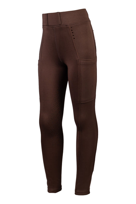 HKM Children's Silicone Full Seat Riding Leggings -Lana II- Style #colour_dark-brown