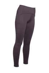HKM Ladies Silicone Knee Patch Riding Leggings -Arezzo- #colour_dark-brown