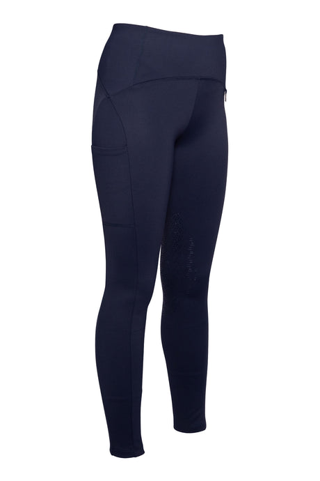 HKM Ladies Silicone Knee Patch Riding Leggings -Arezzo- #colour_deep-blue