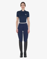 Equestro Women's Slim Fit Polo Shirt In Breathable Fabric #colour_blue-white