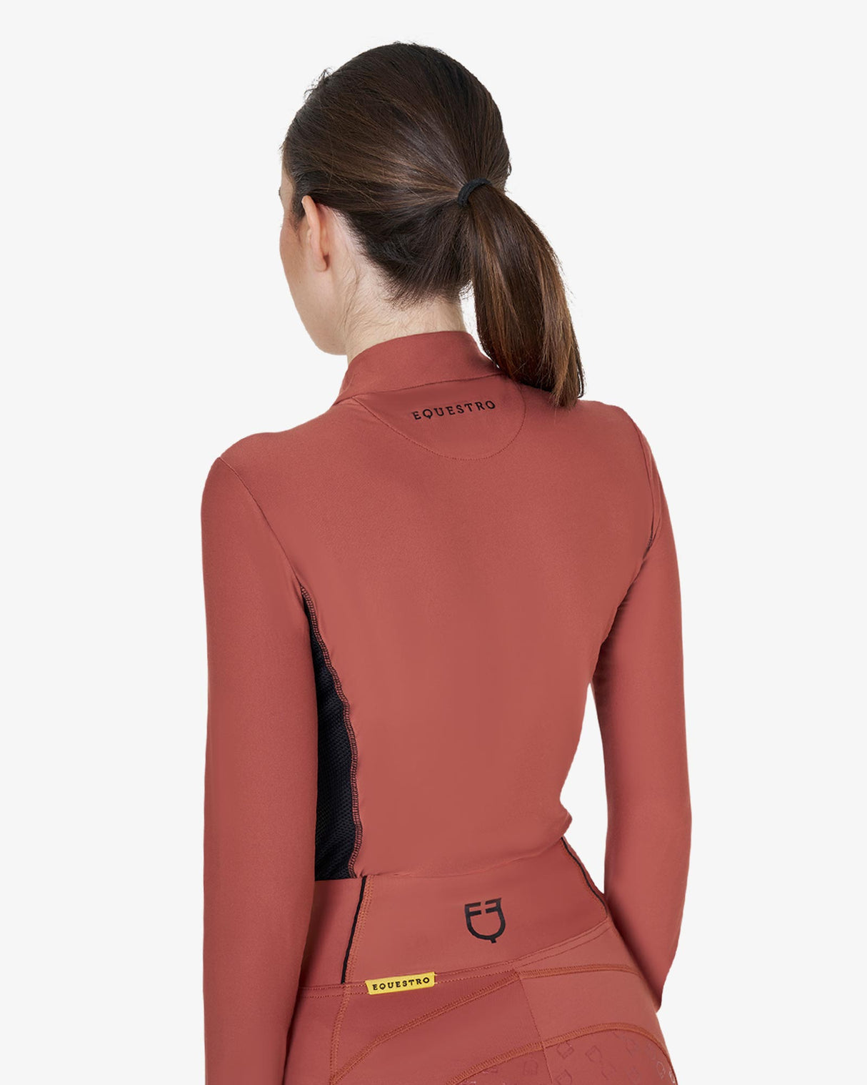 Women's long-sleeved training technical polo shirt - REDWOOD