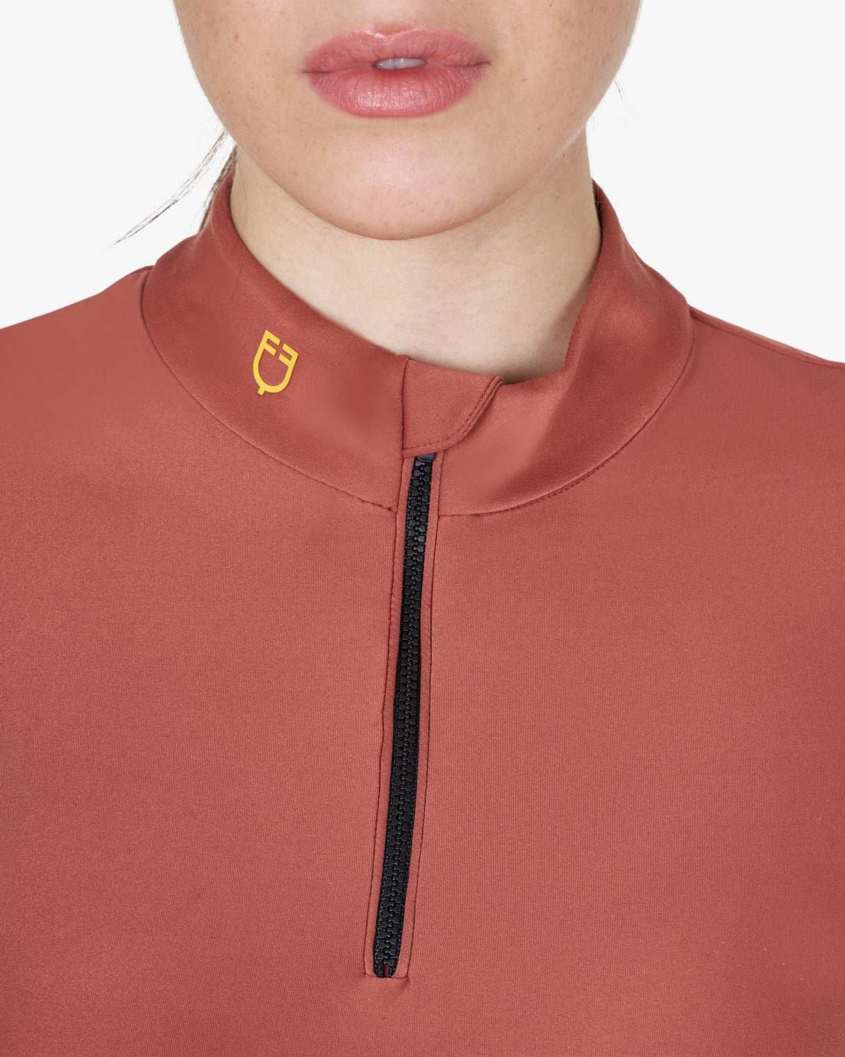 Women's long-sleeved training technical polo shirt - REDWOOD