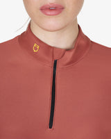 Women's long-sleeved training technical polo shirt - REDWOOD