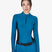 Women's long-sleeved training technical polo shirt - BLUE CORAL