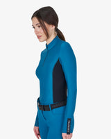 Women's long-sleeved training technical polo shirt - BLUE CORAL
