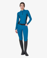 Women's long-sleeved training technical polo shirt - BLUE CORAL