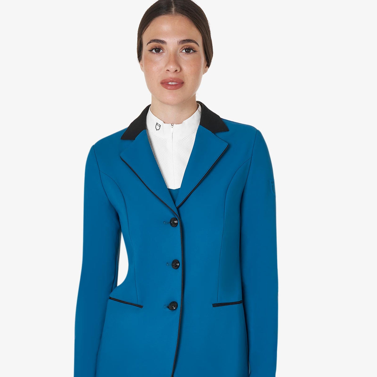 Equestro Women's Three-Button Competition Jacket #colour_blue
