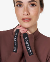 Women's long-sleeved training technical polo shirt - MARRON