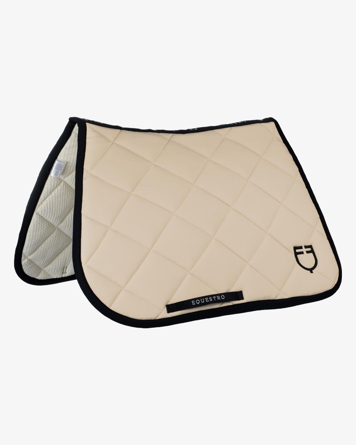 Jumping saddle pad with embroidered logo black line edition - OXFORD TAN