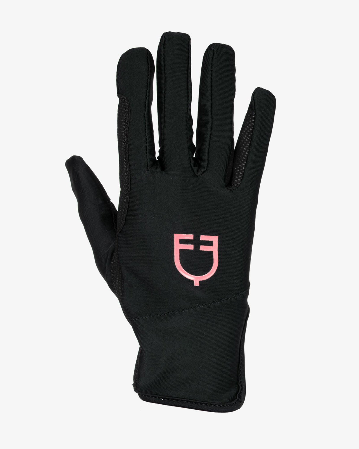Equestro Women's Gloves In Special Elastane Fabric With Logo #colour_black-pink
