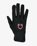 Equestro Women's Gloves In Special Elastane Fabric With Logo #colour_black-pink