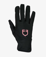 Equestro Women's Gloves In Special Elastane Fabric With Logo #colour_black-pink
