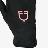Equestro Women's Gloves In Special Elastane Fabric With Logo #colour_black-pink