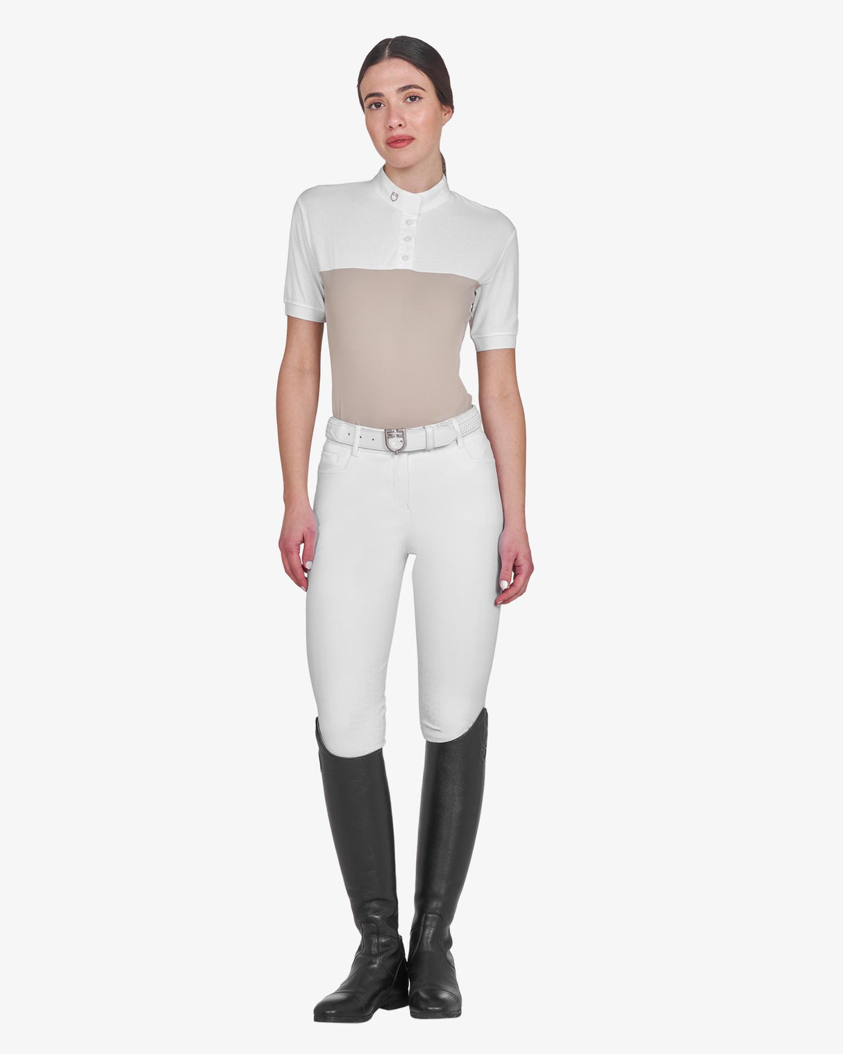 Equestro Women's Slim Fit Polo Shirt In Technical Fabric And Mesh