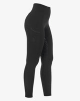 Women's leggings with perforated decorations - BLACK