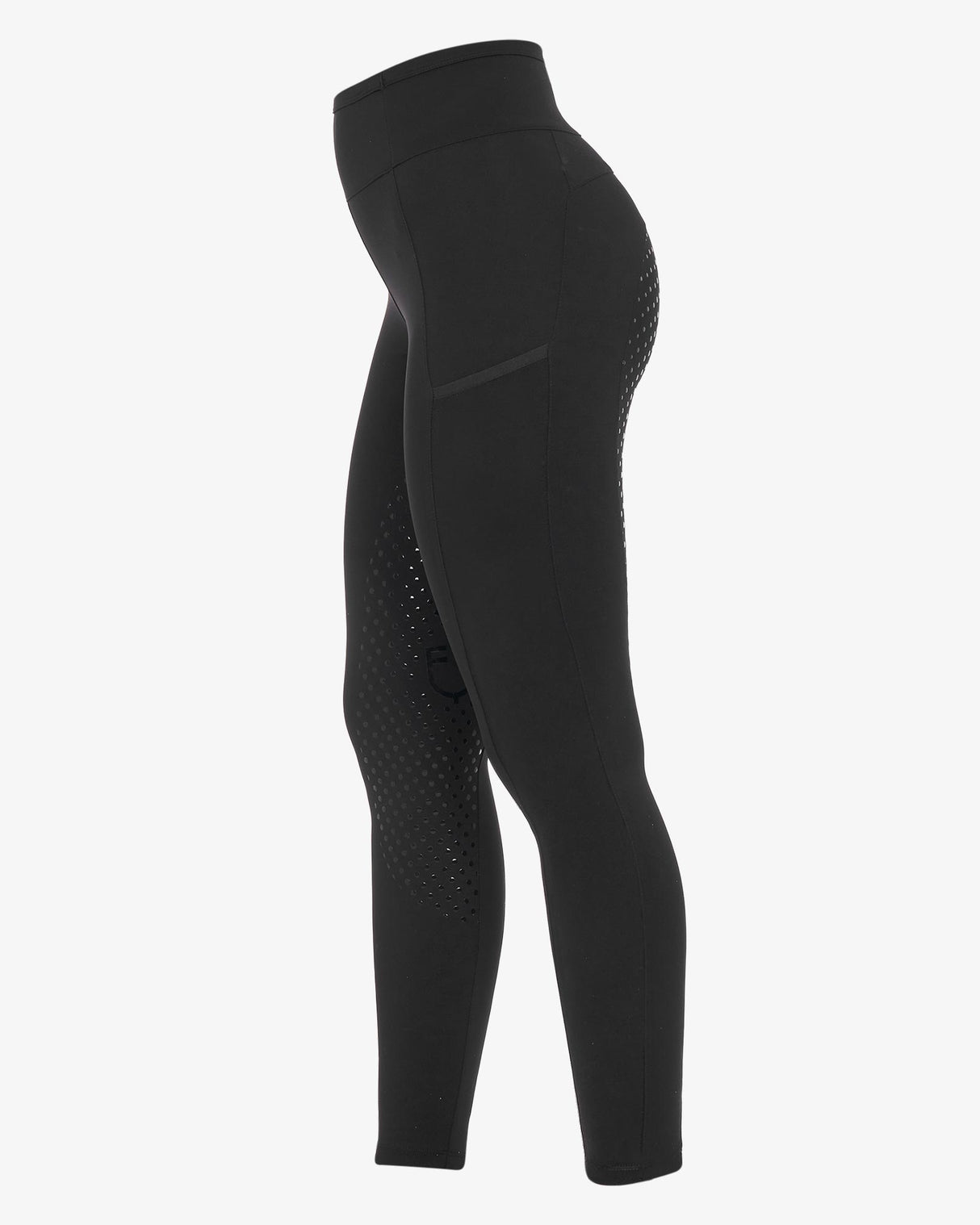 Women's leggings with perforated decorations - BLACK