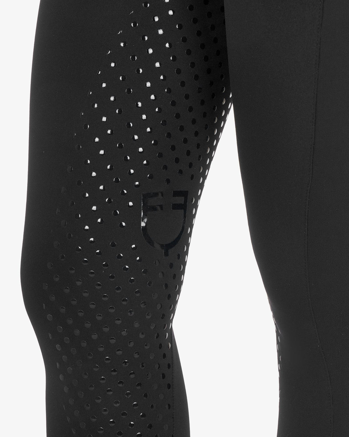 Women's leggings with perforated decorations - BLACK