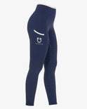 Women's leggings with perforated decorations - NAVY BLAZER