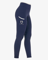 Women's leggings with perforated decorations - NAVY BLAZER