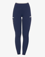 Women's leggings with perforated decorations - NAVY BLAZER