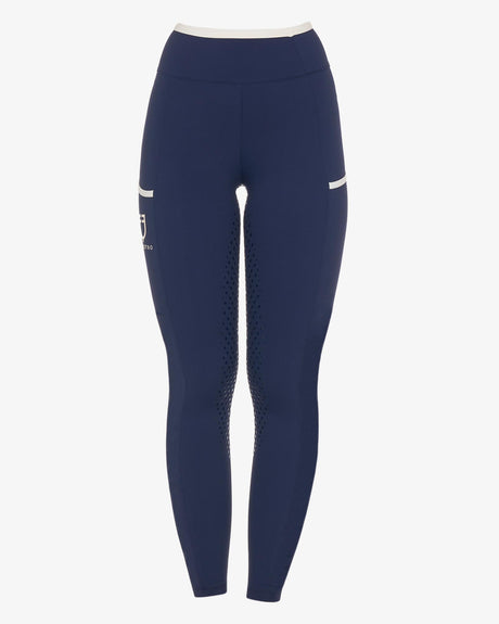 Women's leggings with perforated decorations - NAVY BLAZER