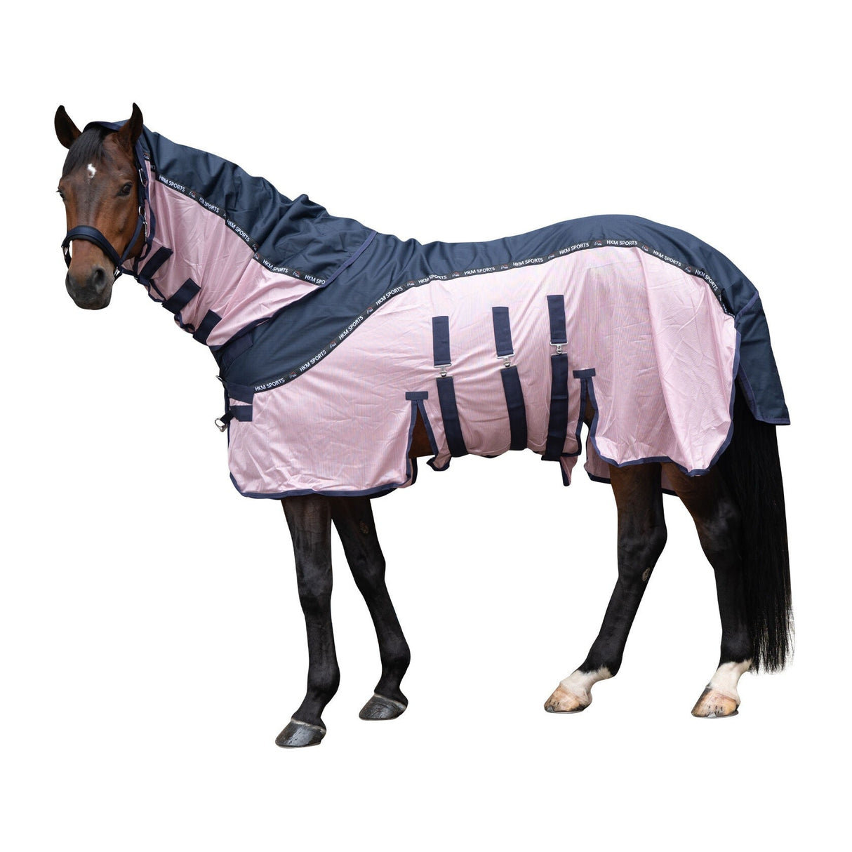 HKM Fly Rug -Comfort Rain- #colour_navy-rose