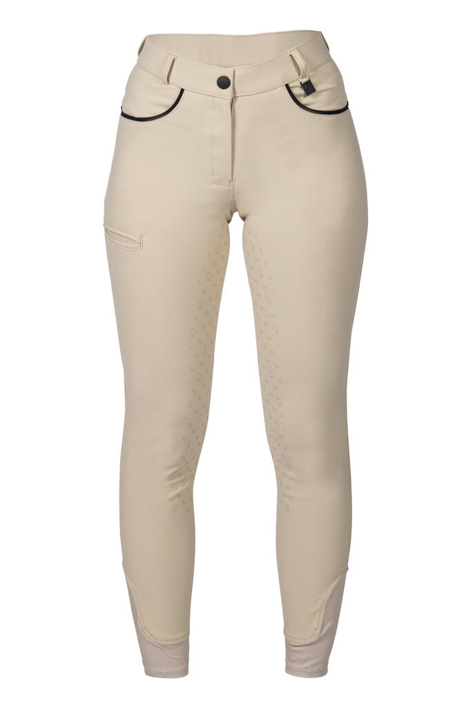 HKM Ladies Silicone Full Seat Riding Breeches -Limone- #colour_grey-beige
