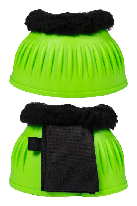 HKM Rubber Over Reach Boots -Atlanta Neon- with Fur #colour_neon-green