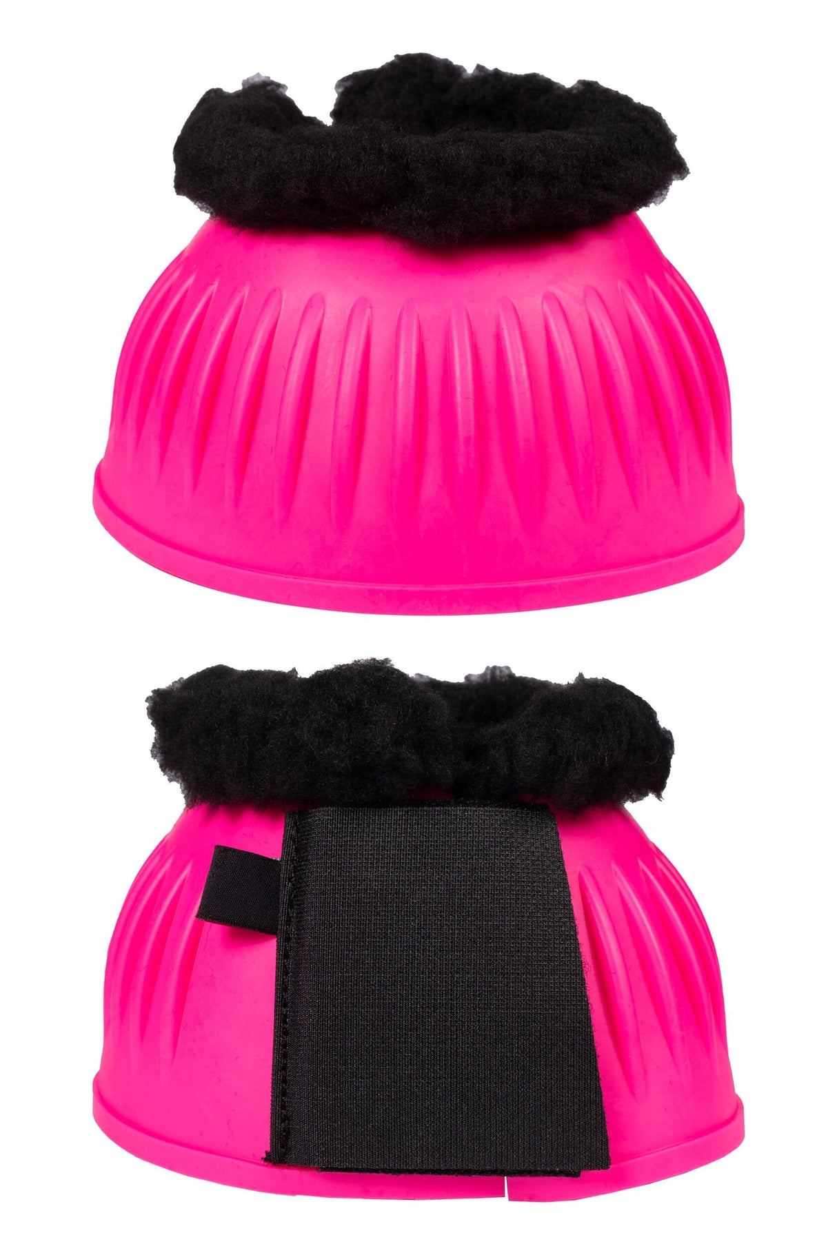 HKM Rubber Over Reach Boots -Atlanta Neon- with Fur #colour_neon-pink