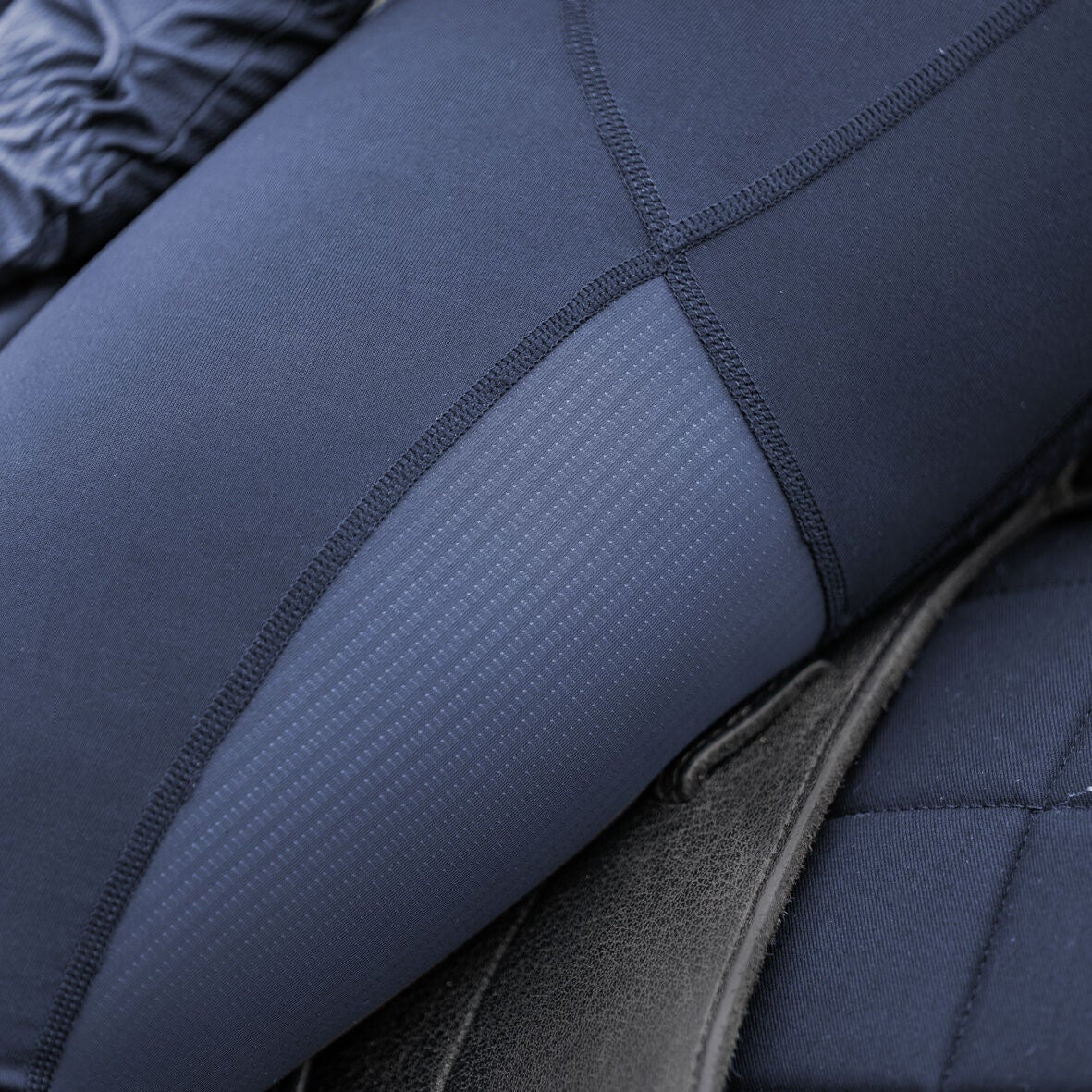 HKM Ladies Silicone Full Seat Riding Leggings -Mesh II- #colour_deep-blue