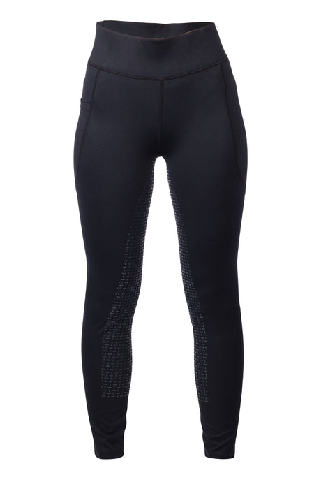 HKM Ladies Silicone Full Seat Riding Leggings -Mesh II- #colour_black