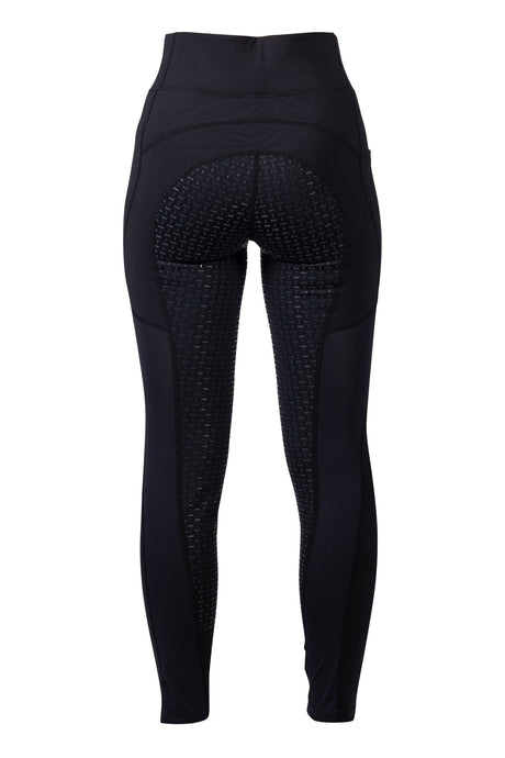 HKM Ladies Silicone Full Seat Riding Leggings -Mesh II- #colour_black