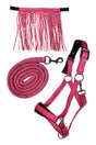 HKM Head Collar Set -Lilly- with Snap Hook & Fly Fringe #colour_pink