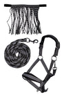 HKM Head Collar Set -Lilly- with Snap Hook & Fly Fringe #colour_black