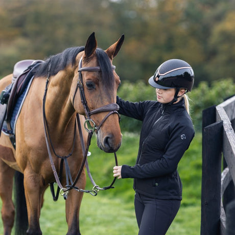 Charles Owen Kylo Sparkly Gloss Riding Hat #colour_black-gloss-rose-gold