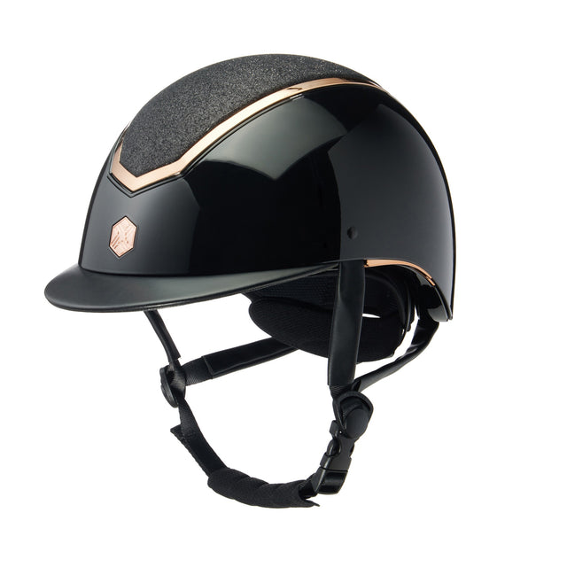 Charles Owen Kylo Sparkly Gloss Riding Hat #colour_black-gloss-rose-gold