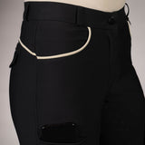 HKM Ladies Silicone Knee Patch Riding Breeches -Limone- #colour_black