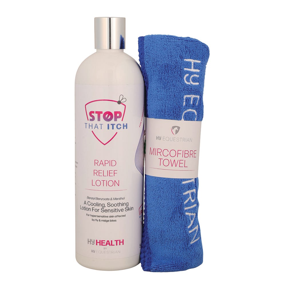 HyHEALTH STOP THAT ITCH! Rapid Relief Lotion with Microfibre Towel by Hy Equestrian