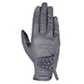 Hy Equestrian Children's Shimmer Riding Gloves #colour_navy-with-navy-rose-gold-diamantes
