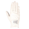 Hy Equestrian Children's Shimmer Riding Gloves #colour_white-with-navy-rose-gold-diamantes