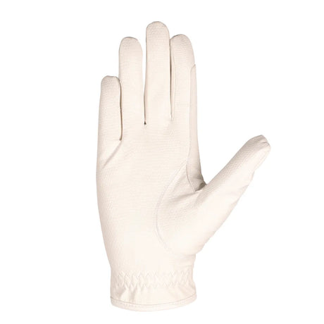 Hy Equestrian Children's Shimmer Riding Gloves #colour_white-with-navy-rose-gold-diamantes